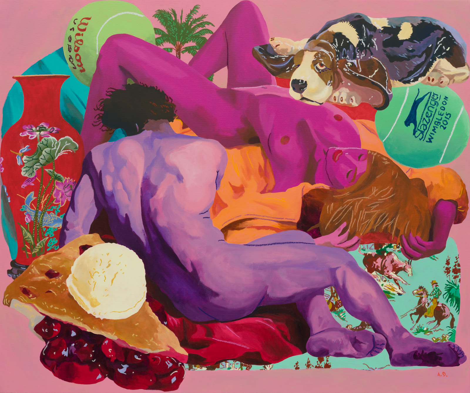Teal Composition with Hot Dog